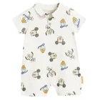 Cool Club, Salopeta rompers pentru baieti, bej, imprimeu Mickey Mouse