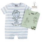 Cool Club, Salopeta Rompers pentru baieti, bumbac organic, albastru, verde, imprimeu Looney Tunes, set 2 buc.
