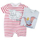 Cool Club, Salopeta rompers pentru baieti, bumbac organic, mix, imprimeu Dumbo, set, 2 buc.