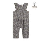 Cool Club, Salopeta Rompers pentru fete, bumbac organic, negru-grafit, imprimeu girafe