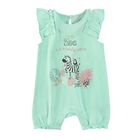 Cool Club, Salopeta Rompers pentru fete, bumbac organic, verde-menta, imprimeu zebra