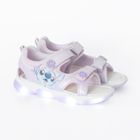 Cool Club, Sandale pentru fete, violet, talpa cu leduri, brant din piele, imprimeu Lilo si Stitch