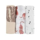 Cool Club, Scutece din tetra pentru baieti, ecru, imprimeu animalute, 70-70 cm, set 3 buc.