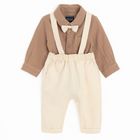 Cool Club, Set pentru baieti, Body-camasa cu maneca lunga, Pantaloni din textil, Papion, mix