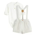 Cool Club, Set pentru baieti, Body cu maneca lunga, muselina, Pantaloni scurti, Bretele, mix