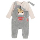 Cool Club, Set pentru baieti, Body cu maneca lunga, Salopeta, gri-bej, Fisher-Price
