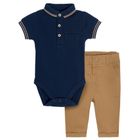 Cool Club, Set pentru baieti, Body cu maneca scurta, Pantaloni din textil, bluemarin-maro