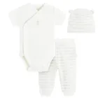 Cool Club, Set pentru baieti, Body cu maneca scurta, Pantaloni fara botosei, Caciula, alb