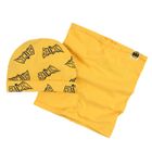 Cool Club, Set pentru baieti, Caciula, Fular circular, galben, imprimeu Batman