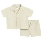 Cool Club, Set pentru baieti, Camasa cu maneca scurta, Pantaloni scurti, bej