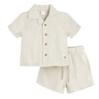 Cool Club, Set pentru baieti cu in, Camasa cu maneca scurta, Pantaloni scurti, bej