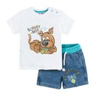 Cool Club, Set pentru baieti, tricou, pantaloni scurti de blugi, mix de culori, imprimeu Scooby-Doo