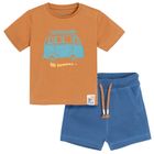 Cool Club, Set pentru baieti, Tricou, Pantaloni scurti, maro-albastru