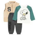 Cool Club, Set pentru baieti, Vesta, Bluza cu maneca lunga, Pantaloni trening, mix, imprimeu Snoopy