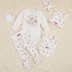 Cool Club, Set pentru bebelusi, Body cu maneca lunga, Pantaloni cu botosei, Caciula, Baveta, ecru, imprimeu Winnie the Pooh