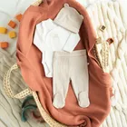 Cool Club, Set pentru bebelusi, Body cu maneca lunga, Pantaloni cu botosei, Caciula, din tricot striat, mix