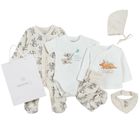 Cool Club, Set pentru bebelusi, bumbac organic, Caciula, Baveta, Body cu maneca scurta, Bluza cu capse, Pantaloni cu botosei, Pijama tip salopeta, mix, imprimeu Bambi