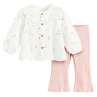 Cool Club, Set pentru fete, Bluza cu maneca lunga, muselina, Colanti, din tricot striat, mix