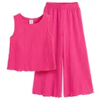 Cool Club, Set pentru fete, Bluza fara maneci, Pantaloni din textil, wide, roz
