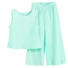 Cool Club, Set pentru fete, Bluza fara maneci, Pantaloni din textil, wide, turcoaz