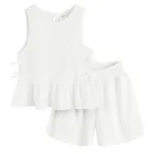 Cool Club, Set pentru fete, Bluza fara maneci, Pantaloni scurti, alb