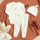 Cool Club, Set pentru fete, Body cu maneca lunga, Pantaloni cu botosei, Caciula, alb