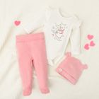 Cool Club, Set pentru fete, Body cu maneca lunga, Pantaloni cu botosei, Caciula, roz-alb, imprimeu Winnie the Pooh