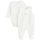 Cool Club, Set pentru fete, Body cu maneca lunga, Salopeta cu botosei, alb