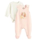 Cool Club, Set pentru fete, Body cu maneca lunga, Salopeta cu botosei velur, mix, imprimeu Doamna si Vagabondul