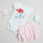Cool Club, Set pentru fete, Body cu maneca scurta, Fusta, alb, roz, imprimeu Disney Princess