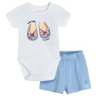 Cool Club, Set pentru fete, Body cu maneca scurta, Pantaloni scurti, alb-albastru