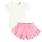 Cool Club, Set pentru fete, Body cu maneca scurta, Pantaloni scurti, muselina, mix