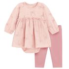 Cool Club, Set pentru fete, Body-rochie cu maneca lunga, Colanti, roz