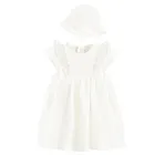 Cool Club, Set pentru fete, Body-rochie cu maneca scurta, Palarie, muselina, alb