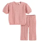 Cool Club, Set pentru fete, din tricot, Bluza cu maneca lunga, Pantaloni, roz