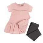 Cool Club, Set pentru fete, rochie cu maneca scurta, colanti, roz-grafit