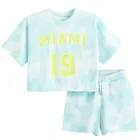 Cool Club, Set pentru fete, Tricou, crop top, Pantaloni scurti, albastru