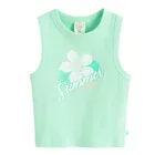 Cool Club, Top fara maneci pentru fete, din tricot striat, turcoaz