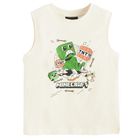 Cool Club, Tricou fara maneci pentru baieti, bej, imprimeu Minecraft