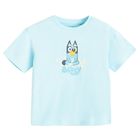 Cool Club, Tricou lejer pentru fete, bumbac organic, albastru, imprimeu Bluey