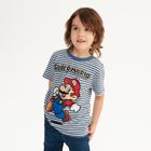 Cool Club, Tricou pentru baieti, albastru-alb, imprimeu Super Mario
