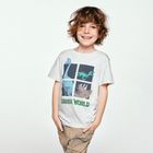 Cool Club, Tricou pentru baieti, bej melanj, imprimeu Jurassic World