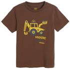 Cool Club, Tricou pentru baieti, maro, imprimeu excavator, Vroom