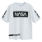 Cool Club, Tricou pentru baieti, oversize, alb, imprimeu NASA