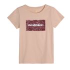 Cool Club, Tricou pentru fete, bej, paiete duble, imprimeu No filter, All natural