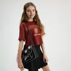 Cool Club, Tricou pentru fete, crop top, burgundia, imprimeu Harry Potter