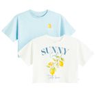 Cool Club, Tricou pentru fete, crop top, mix, set, 2 buc.