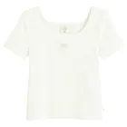 Cool Club, Tricou pentru fete, din tricot striat, alb