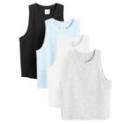 Cool Club, Tricou pentru fete fara maneci, din tricot striat, mix, set, 4 buc.