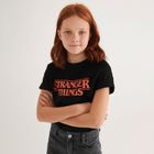 Cool Club, Tricou pentru fete, negru, imprimeu Stranger Things